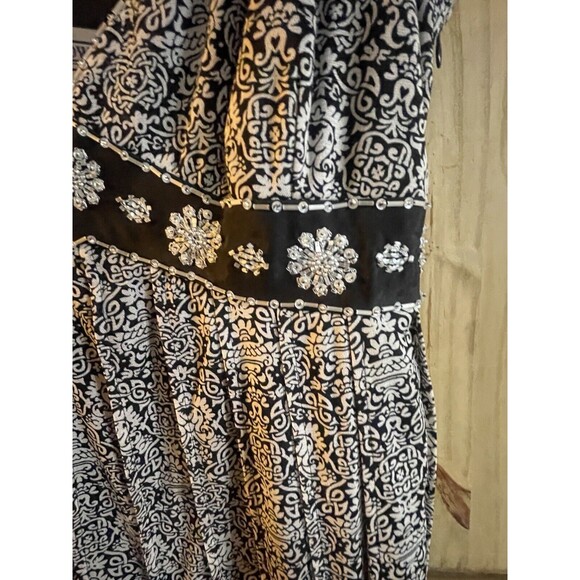 Jessica Howard‎ Spaghetti Strap Zip Black & White Beaded Size 12 Built In Slip - Picture 4 of 11